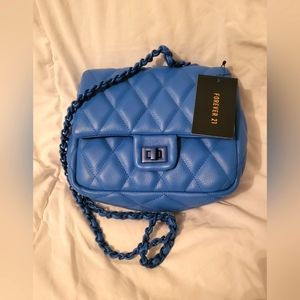 Forever 21 Crossbody Quilted Blue Purse NWT